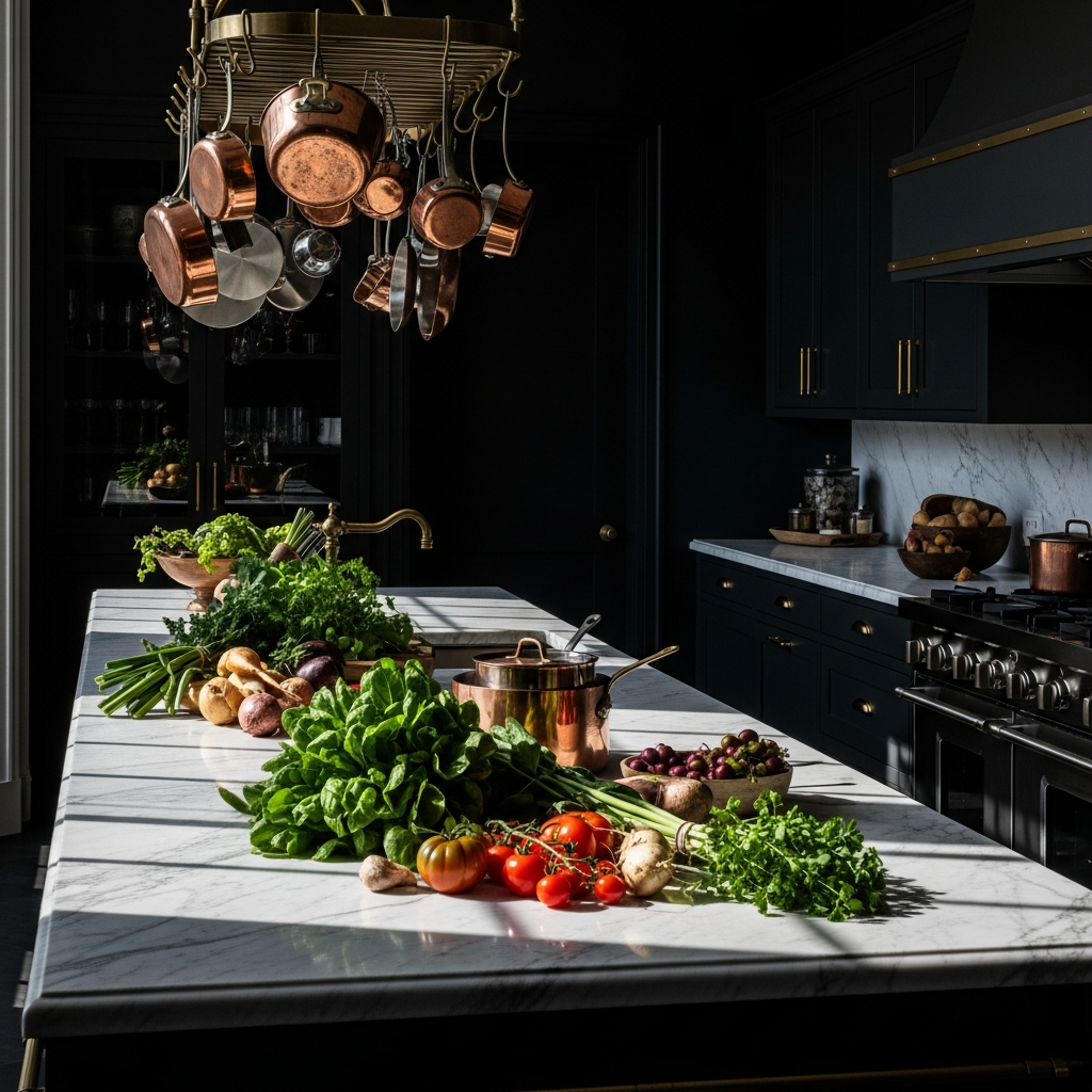 Dark moody kitchen